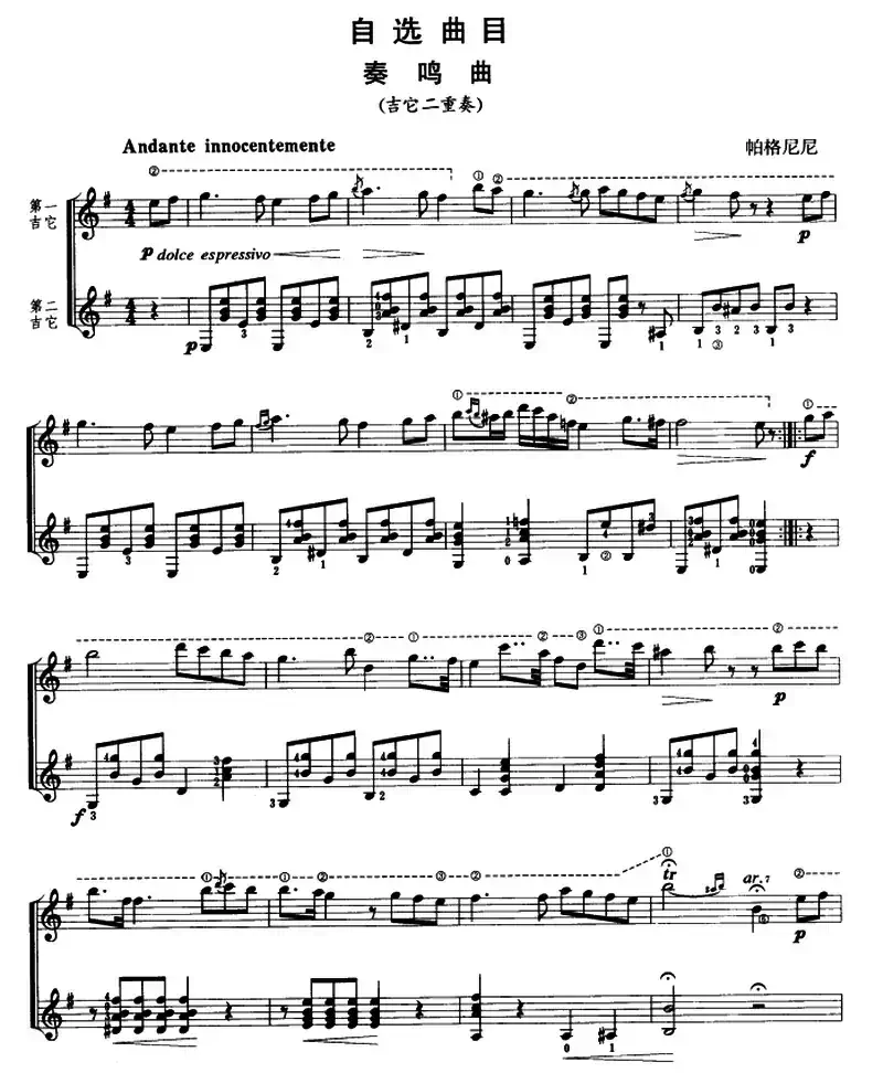 奏鸣曲（古典吉它二重奏）
