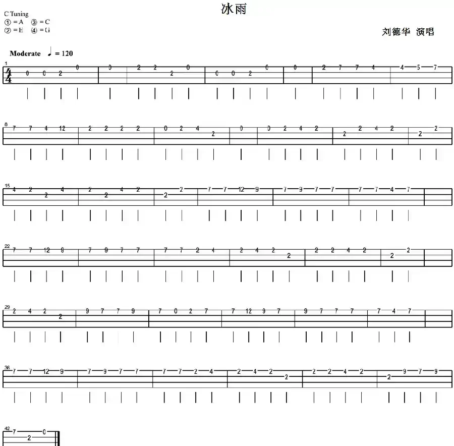 冰雨（尤克里里指弹谱）