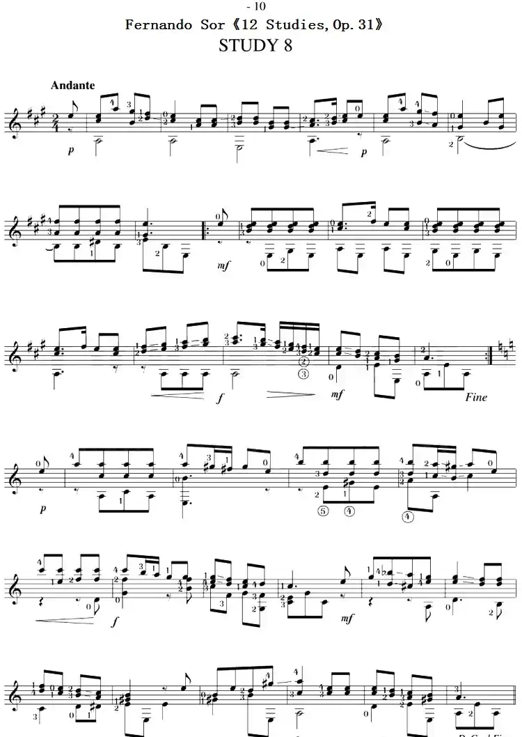 Fernando Sor《12 Studies,Op.31》（STUDY 8）