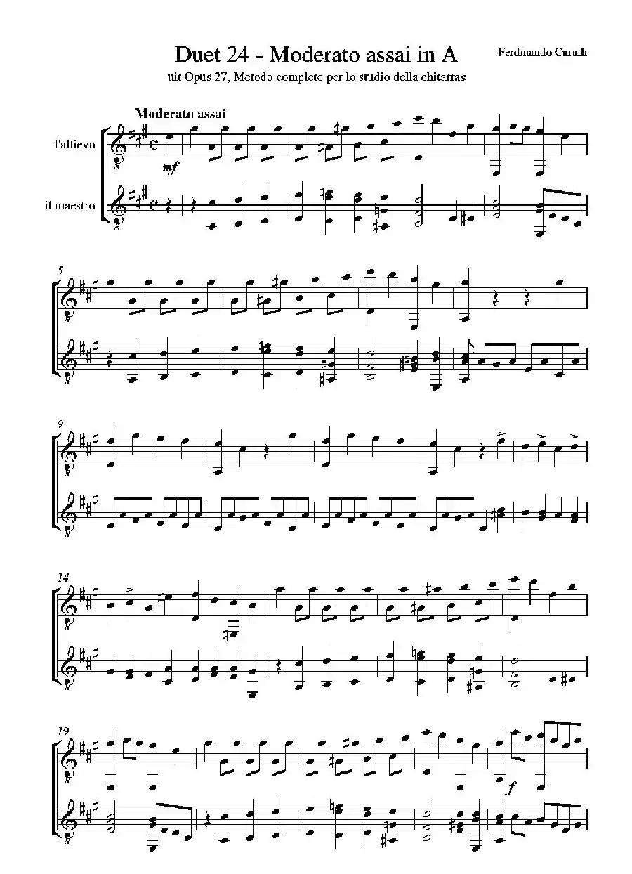 Metodo Completo Op.27-3（古典吉他二重奏练习·24）