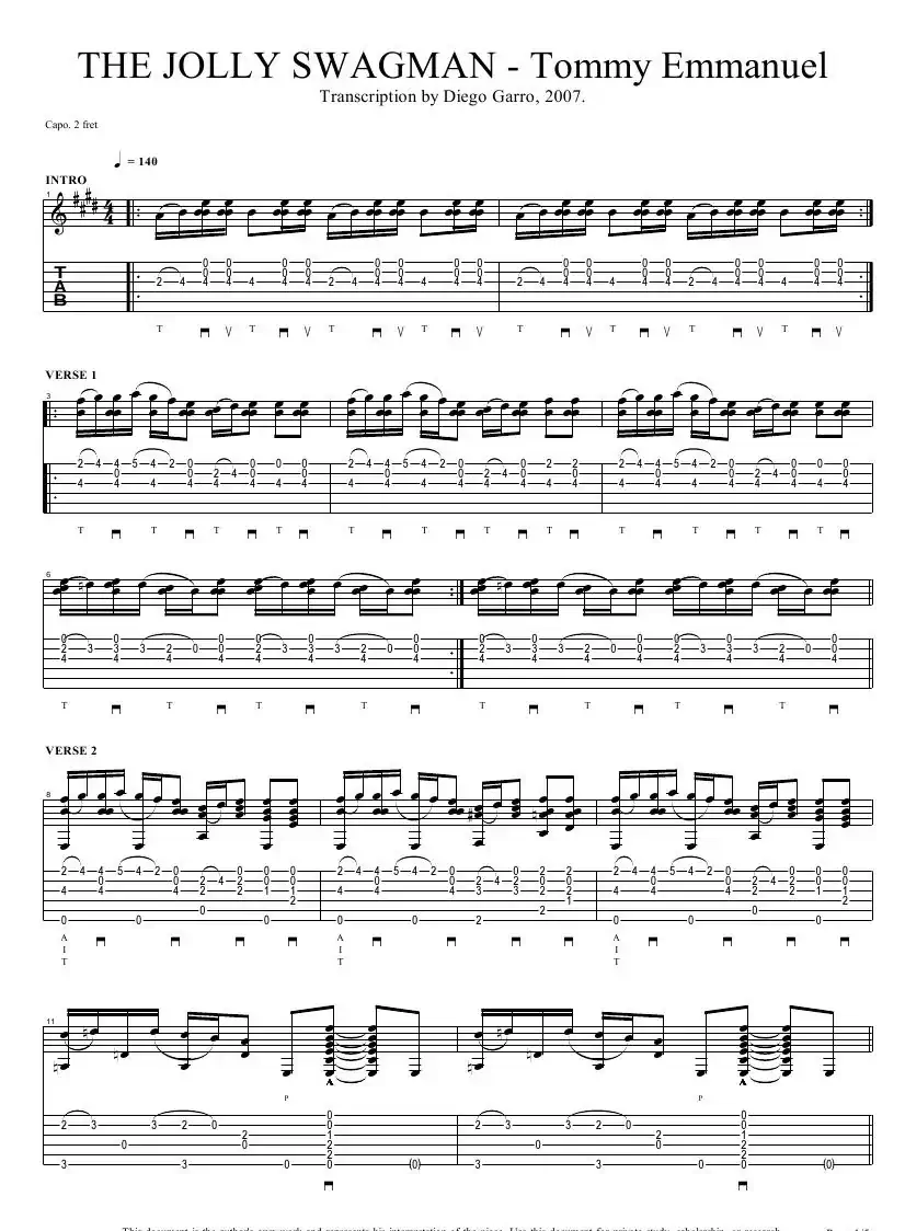 tommy emmanuel：the jolly swagman（指弹吉它）