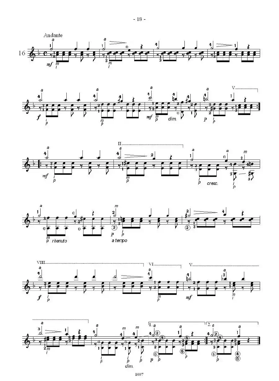 卡尔卡席25首练习曲之16——20