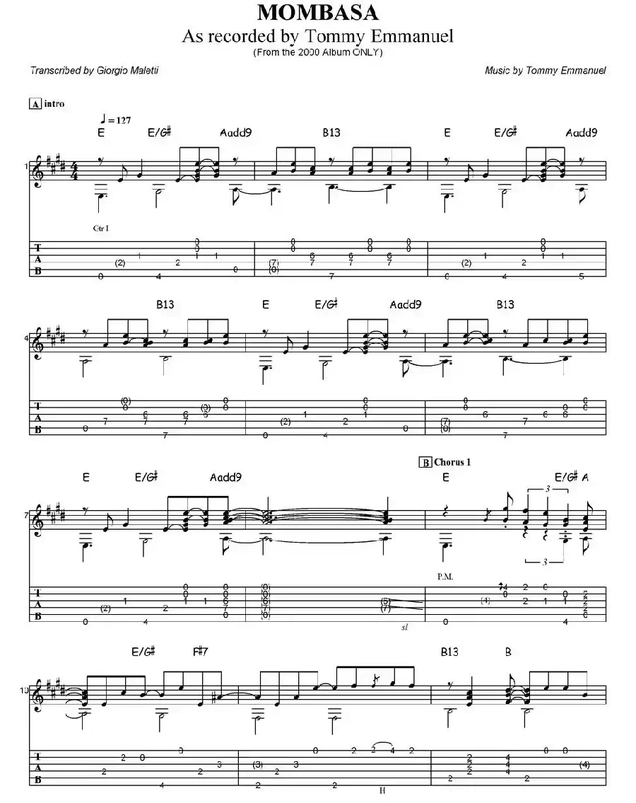 tommy emmanuel：mombasa（指弹吉他）