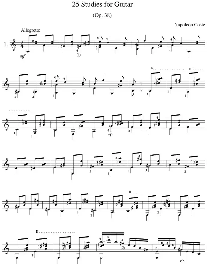 Napoleon Coste《25 Studies,Op.38》（STUDY 1）