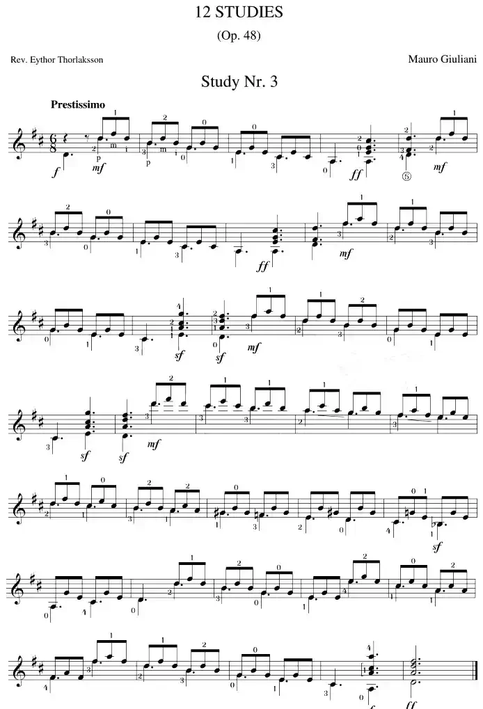 Mauro Giuliani《12 Studies,Op.48》（STUDY 3）