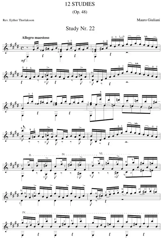 Mauro Giuliani《12 Studies,Op.48》（STUDY 22）