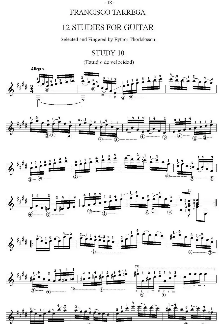 他雷加12首练习曲之10
