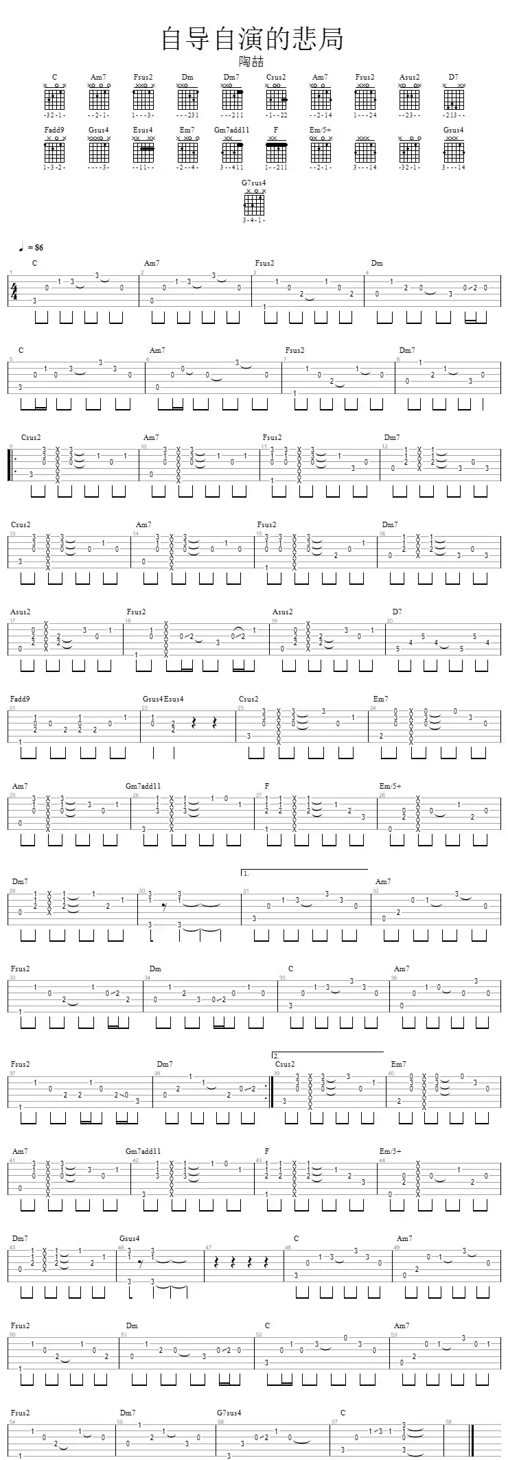 自导自演的悲剧(指弹谱)