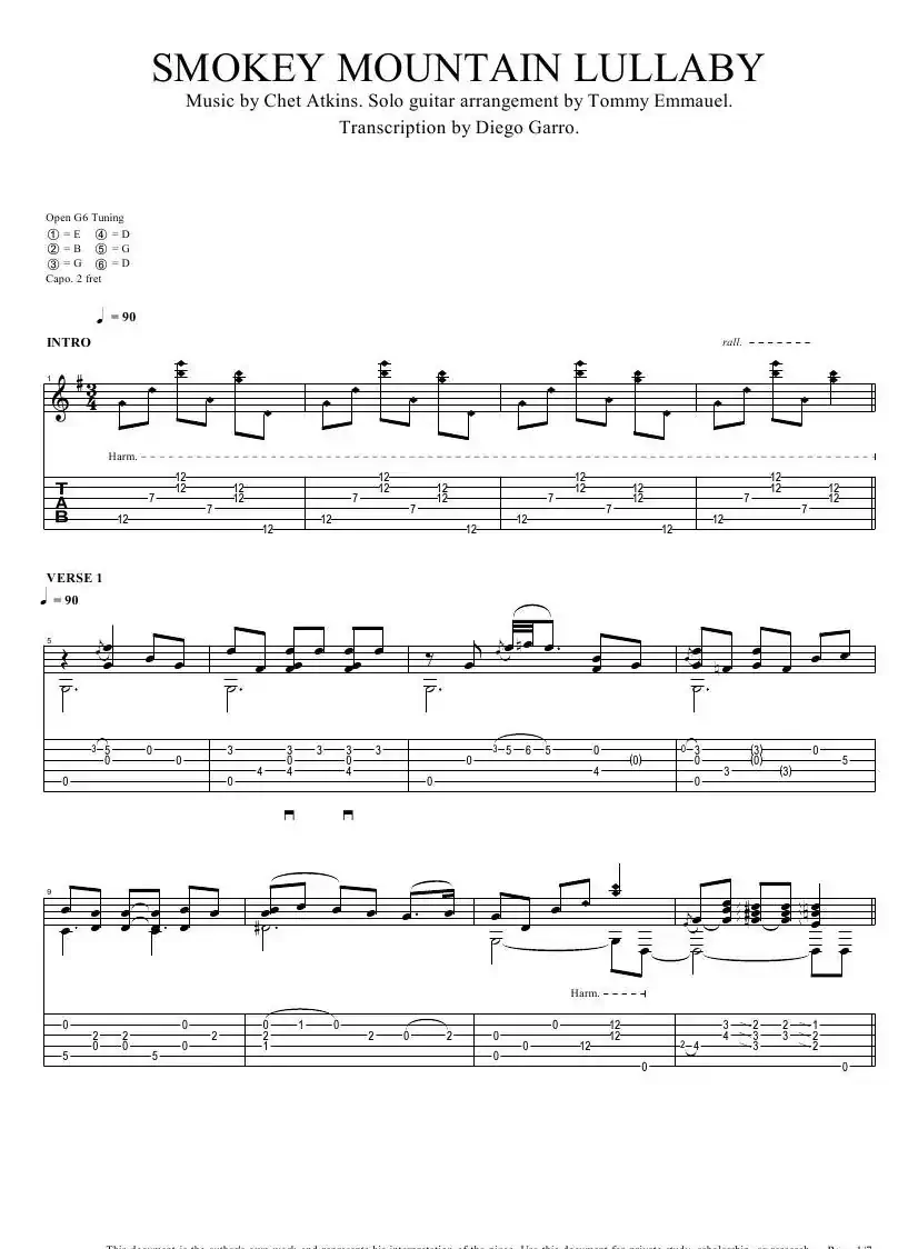 tommy emmanuel：smokey mountain lullaby（指弹吉它）