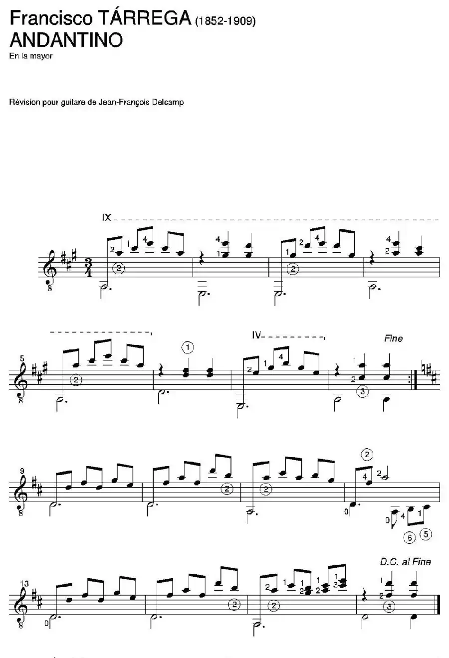 ANDANTINO(En la mayor)（古典吉他）