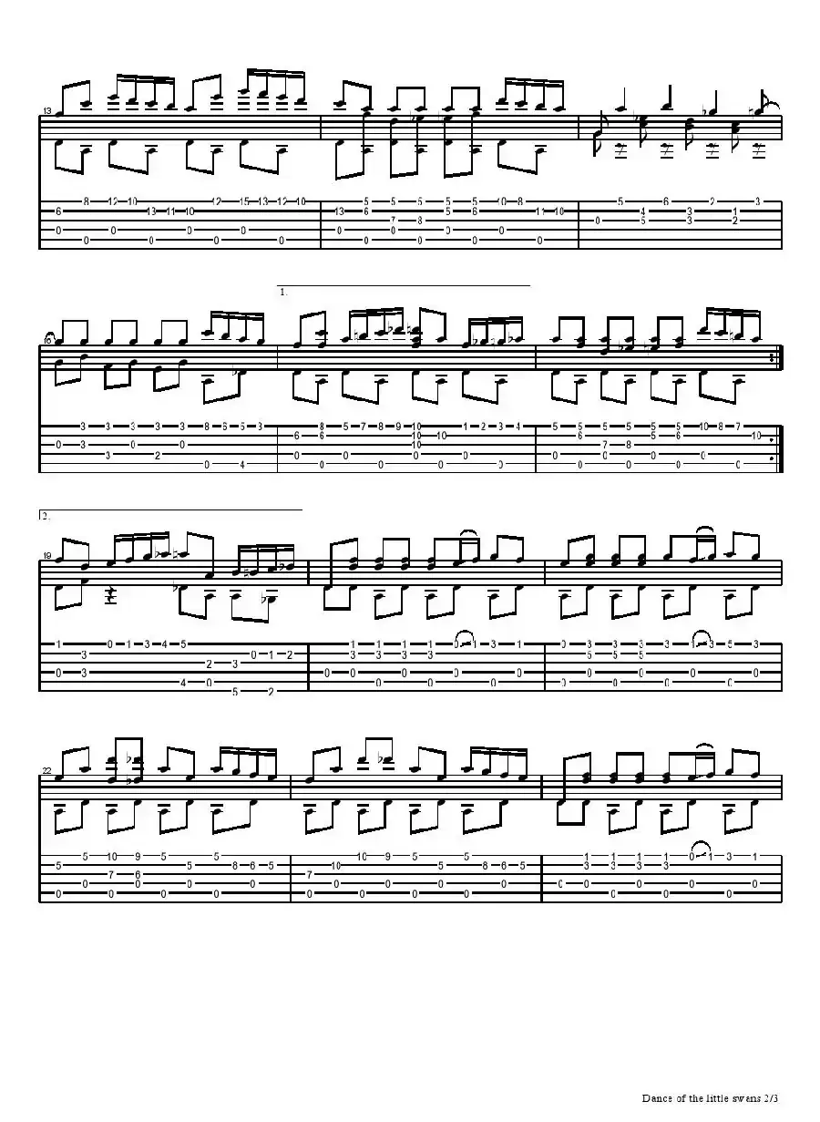 Dance of the little swans（五线谱+六线谱）