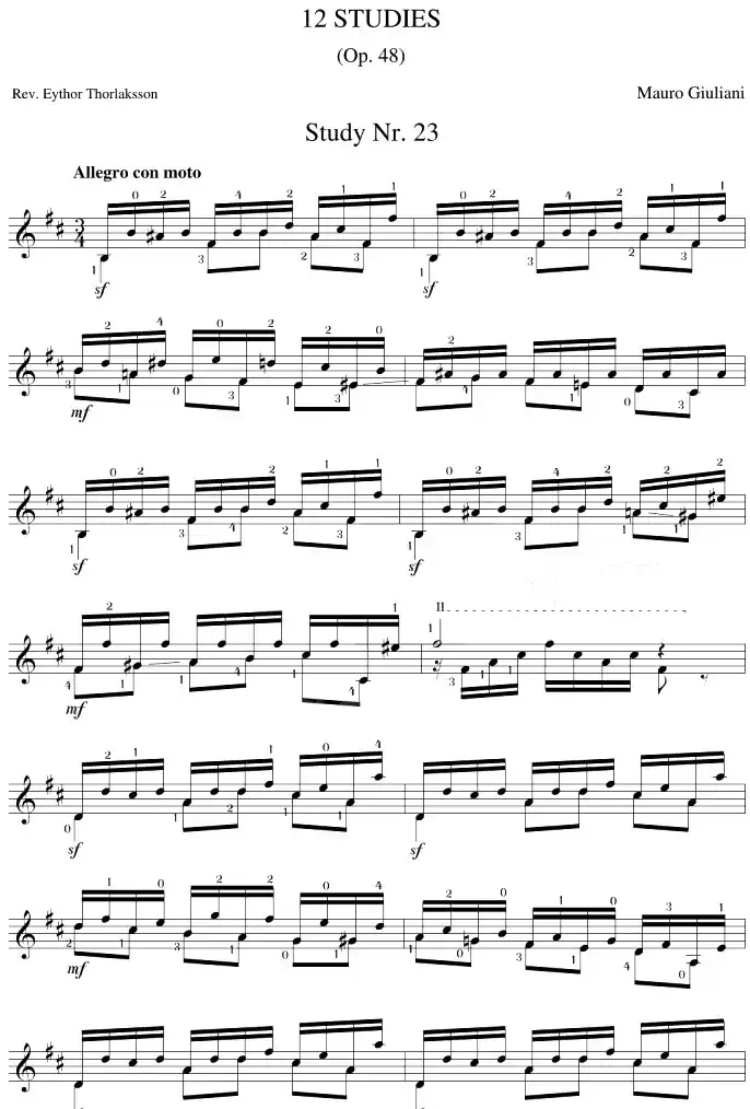 Mauro Giuliani《12 Studies,Op.48》（STUDY 23）