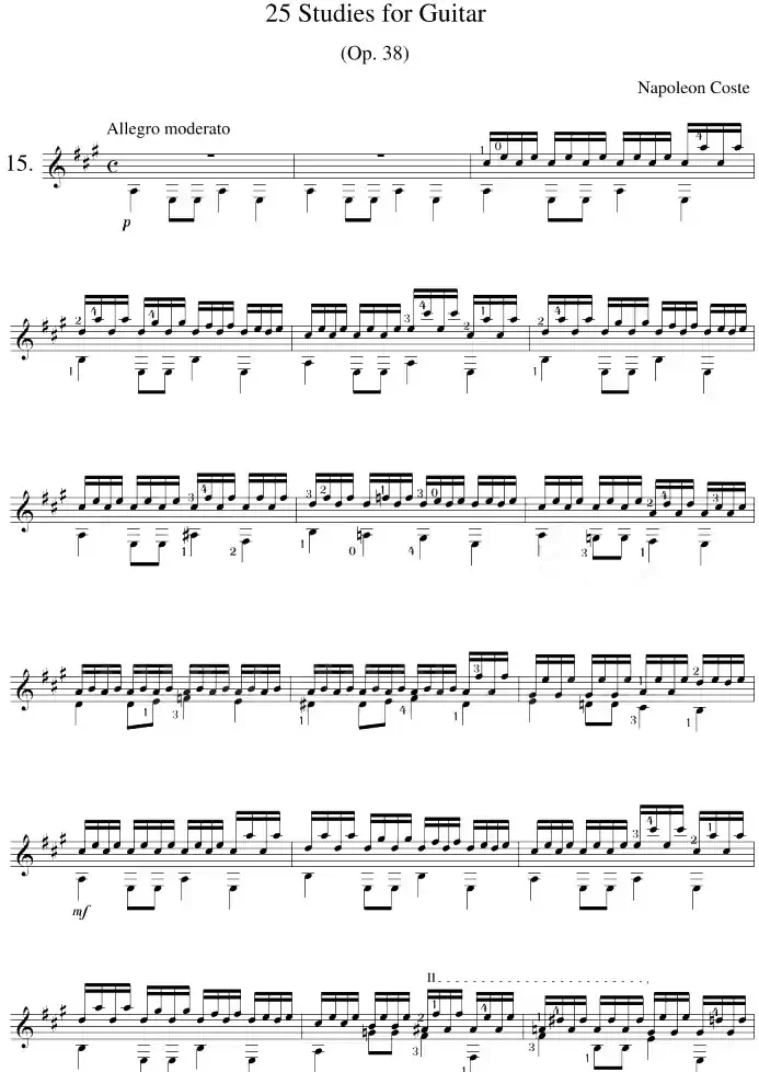 Napoleon Coste《25 Studies,Op.38》（STUDY 15）