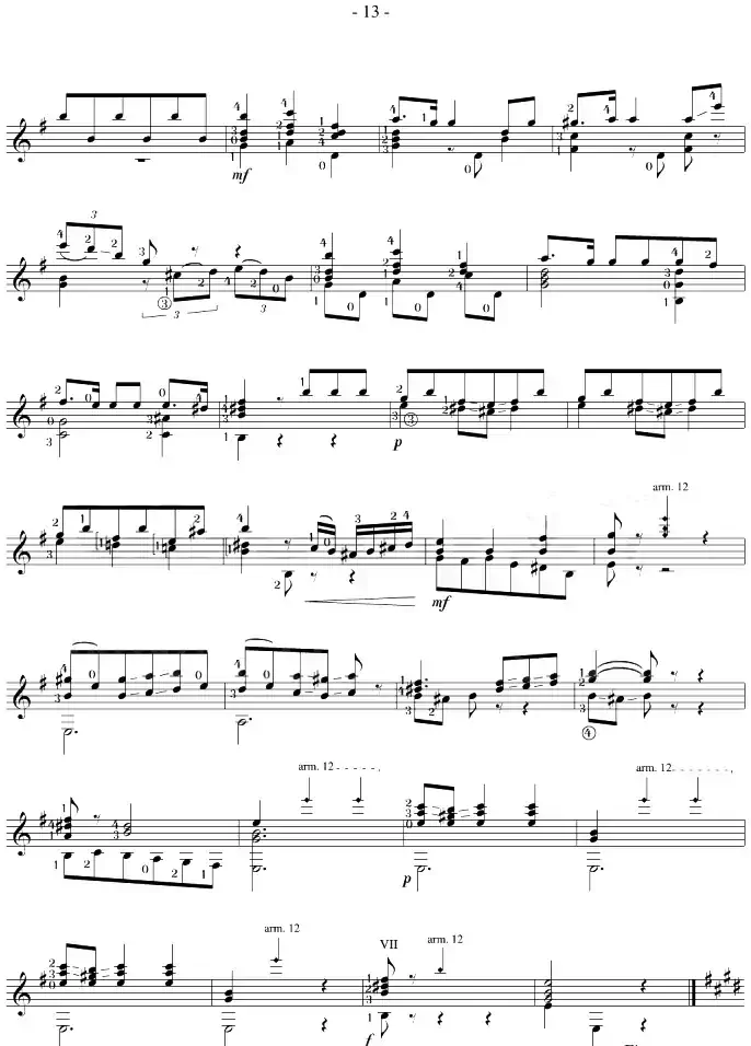 Napoleon Coste《25 Studies,Op.38》（STUDY 7）