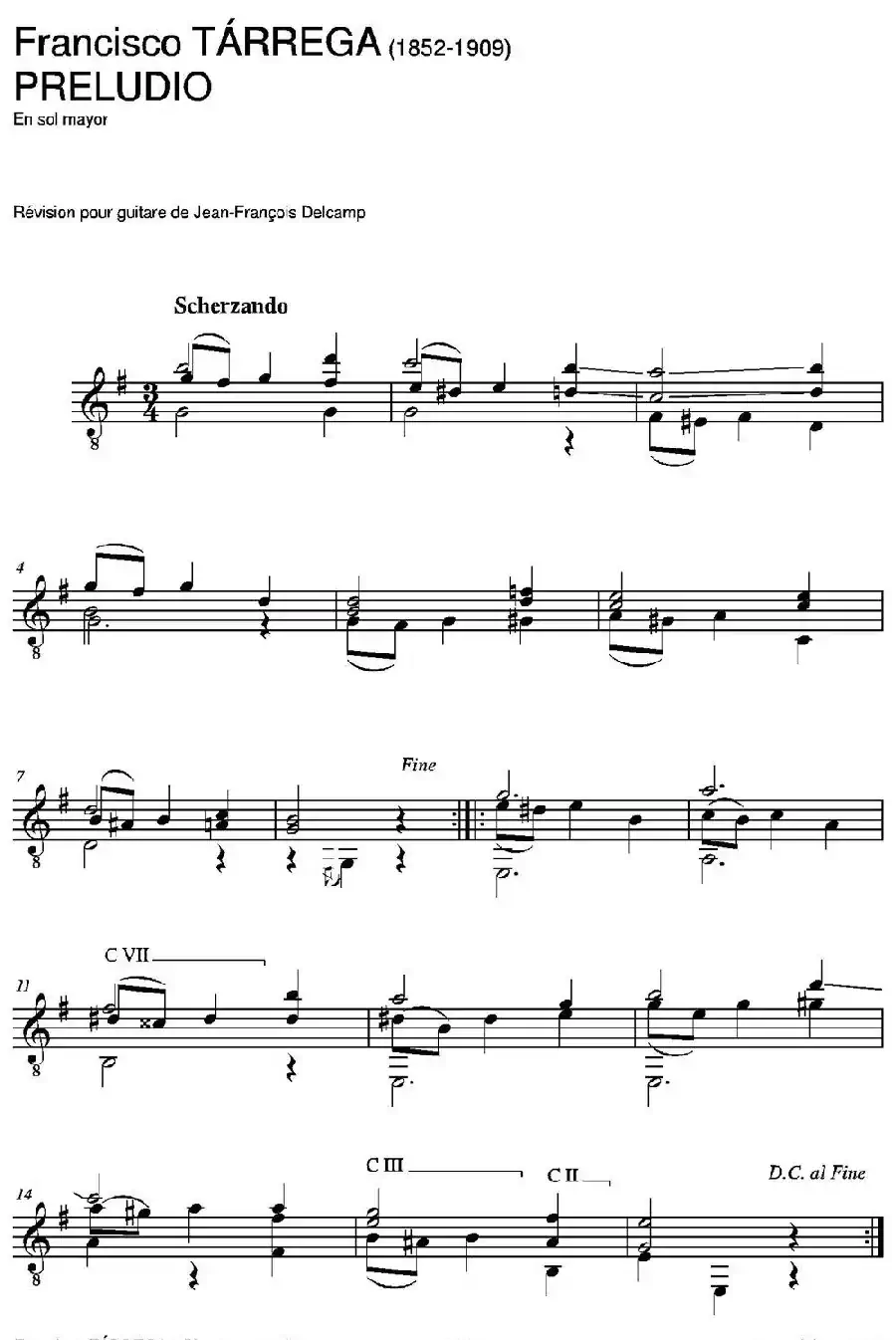 PRELUDIO(En sol mayor)（古典吉他）