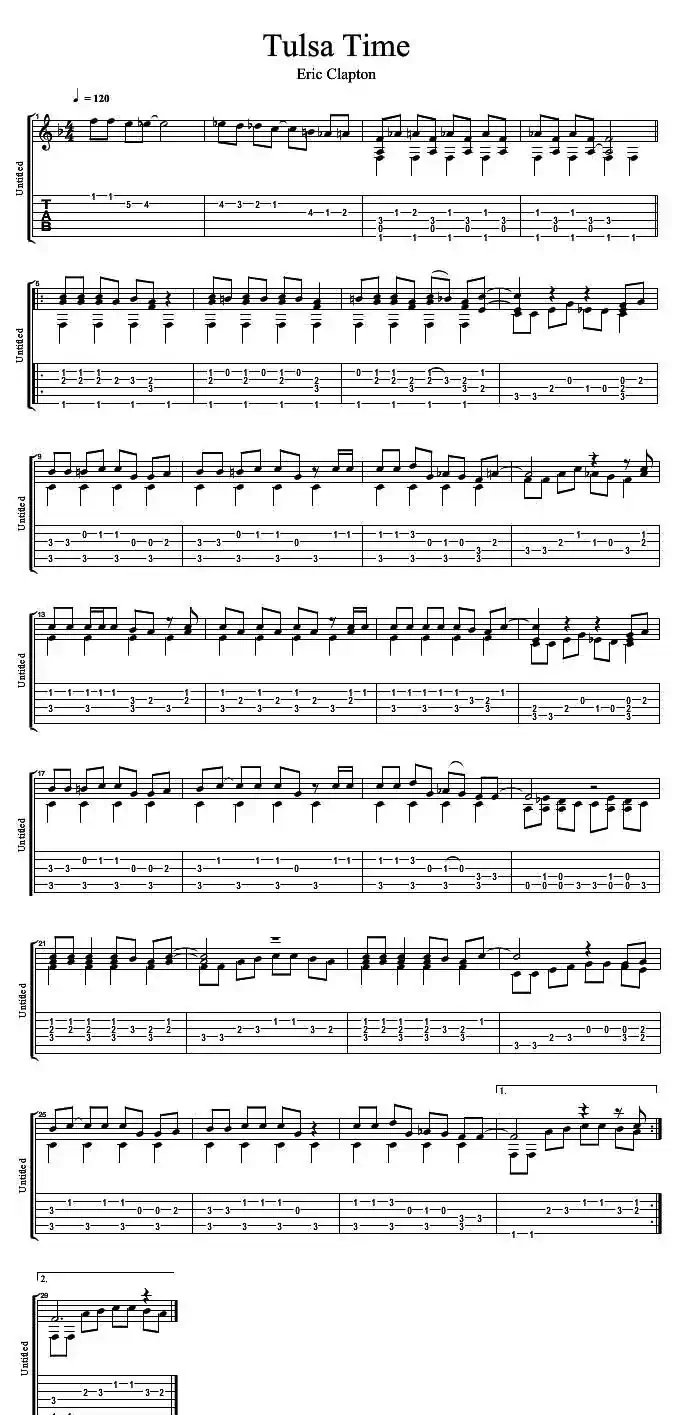 Tulsa Time(指弹吉他谱)