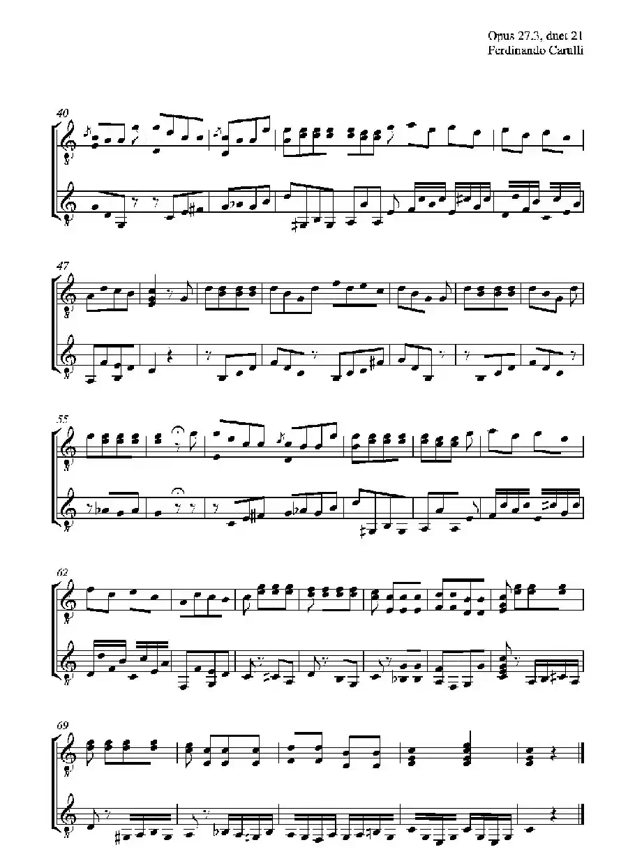 Metodo Completo Op.27-3（古典吉他二重奏练习·21）