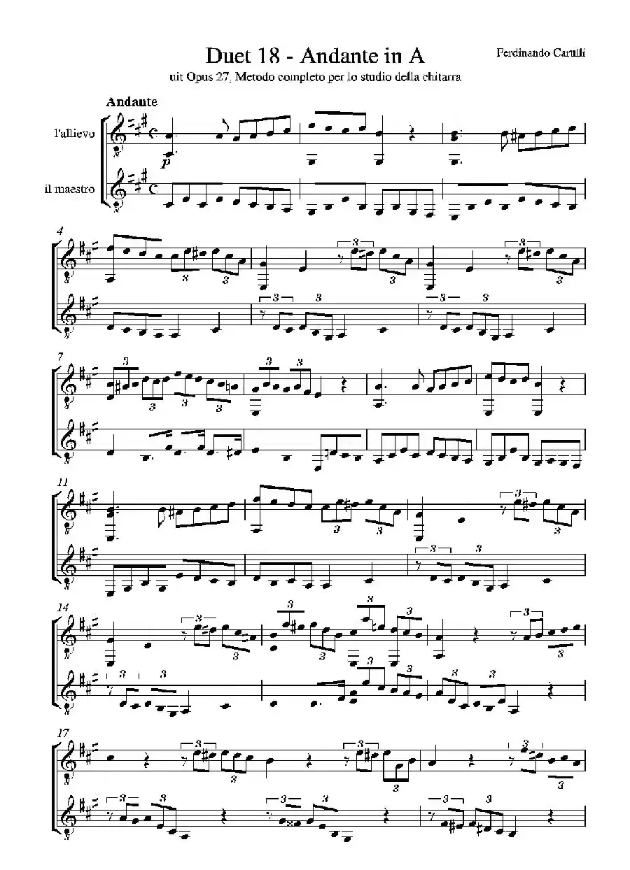 Metodo Completo Op.27-3（古典吉他二重奏练习·18）