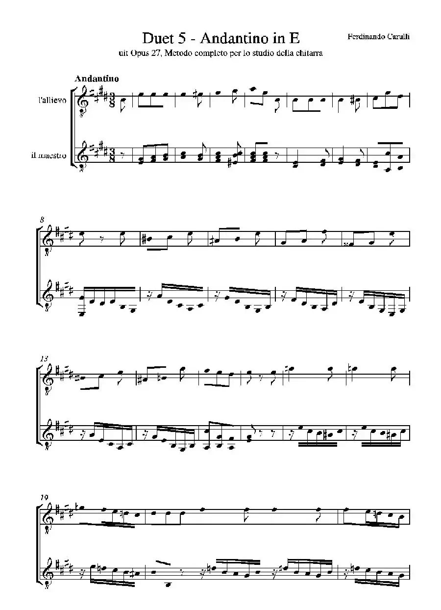 Metodo Completo Op.27-3（古典吉他二重奏练习·5）