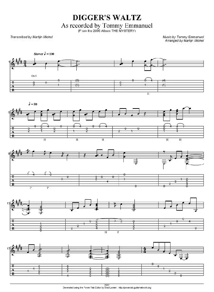tommy emmanuel：diggers waltz（指弹吉他）