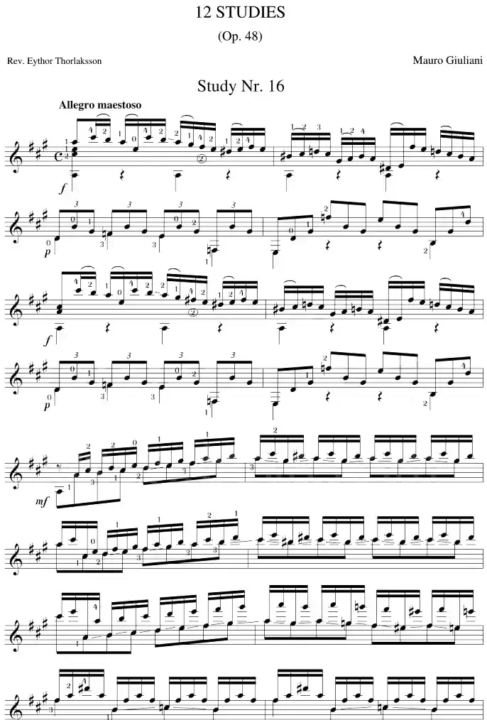 Mauro Giuliani《12 Studies,Op.48》（STUDY 16）
