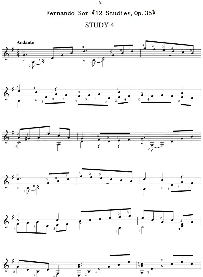 Fernando Sor《12 Studies,Op.35》（STUDY 4）