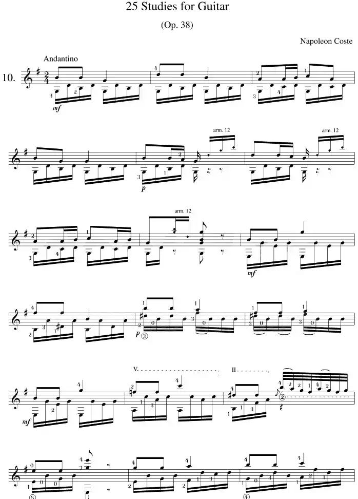 Napoleon Coste《25 Studies,Op.38》（STUDY 10）