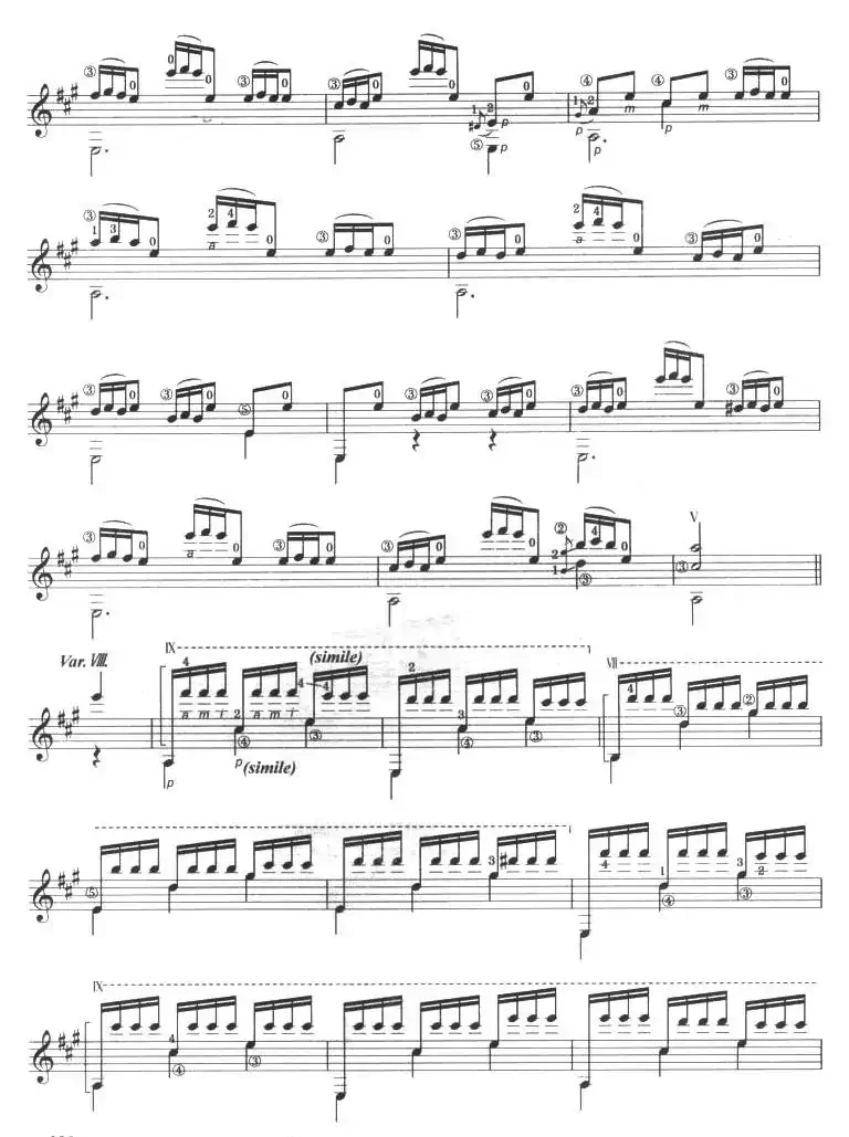 古典吉他考级十级外国乐曲A组（3、威尼斯狂欢节主题与变奏）
