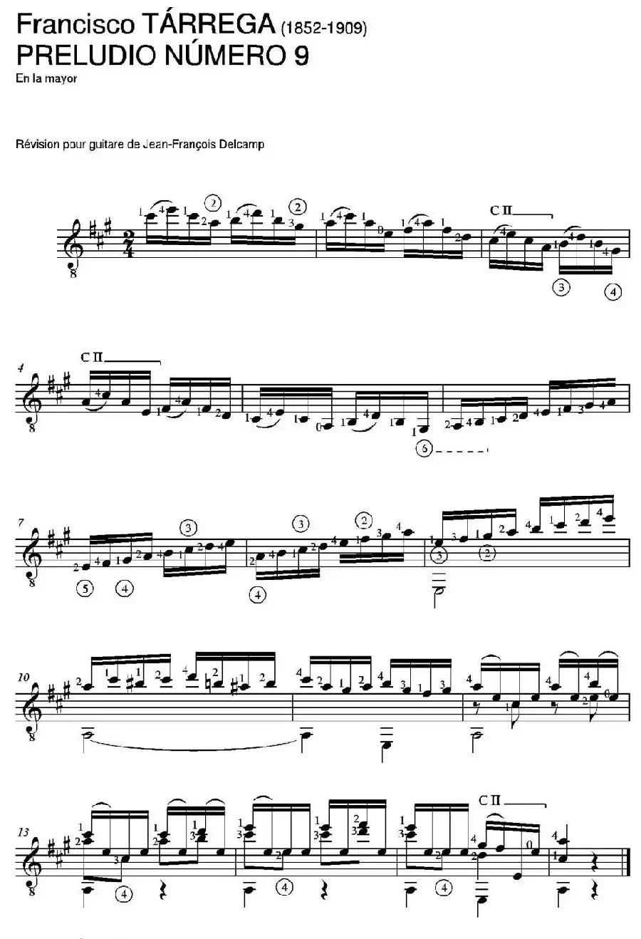 PRELUDIO NUMERO 9(En la mayor)（古典吉他）