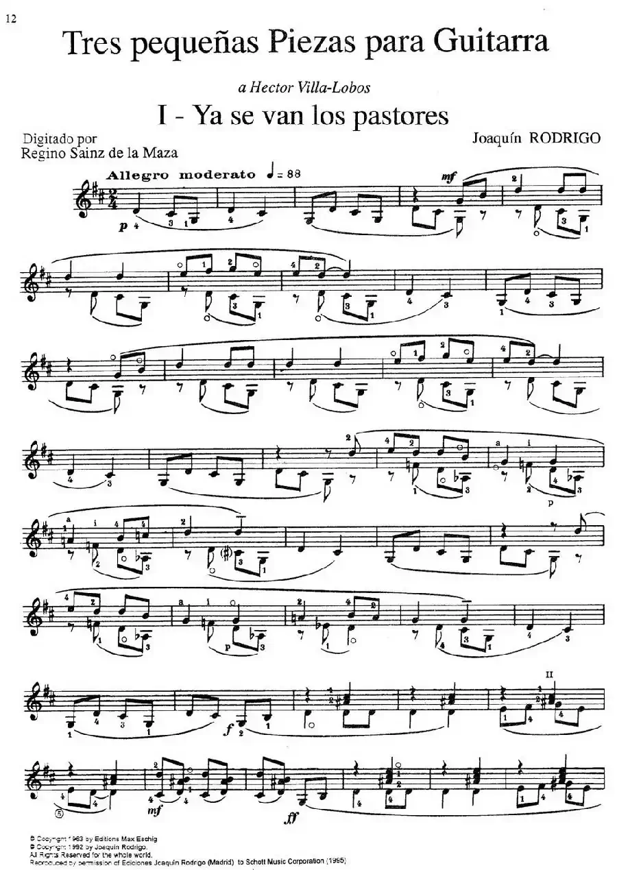 Joaquin Rodrigo Music for Guitar（罗德里戈吉他音乐P12-21）（古典吉他）