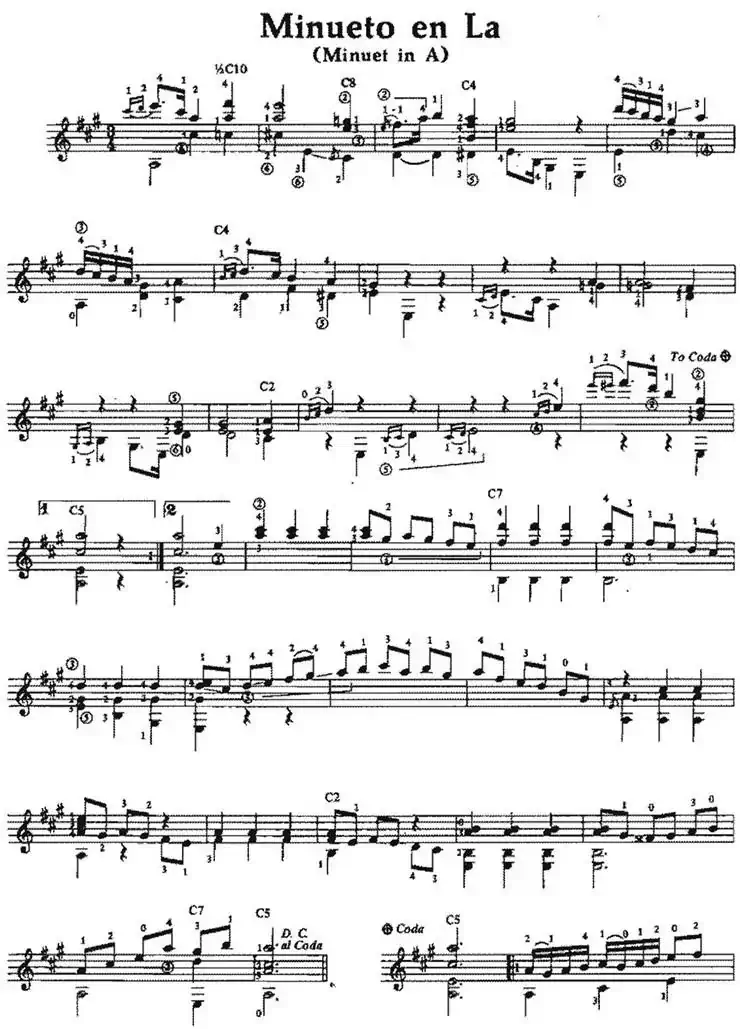 Minueto en La（古典吉他）
