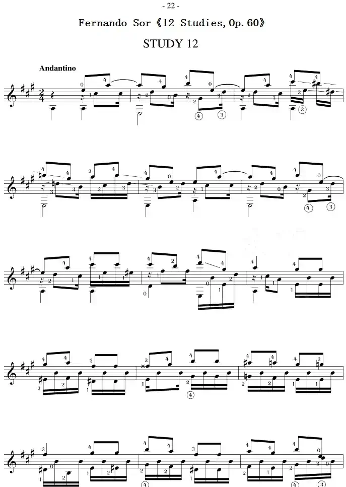 Fernando Sor《12 Studies,Op.60》（STUDY 12）