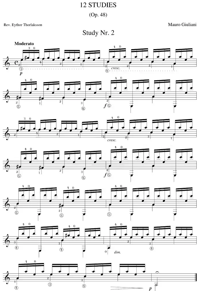 Mauro Giuliani《12 Studies,Op.48》（STUDY 2）