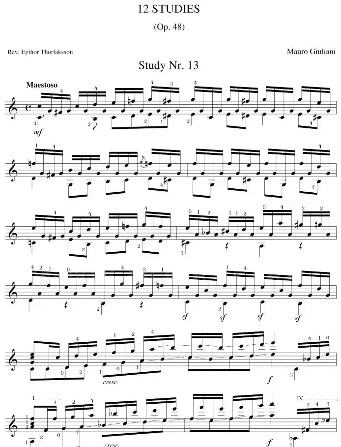 Mauro Giuliani《12 Studies,Op.48》（STUDY 13）
