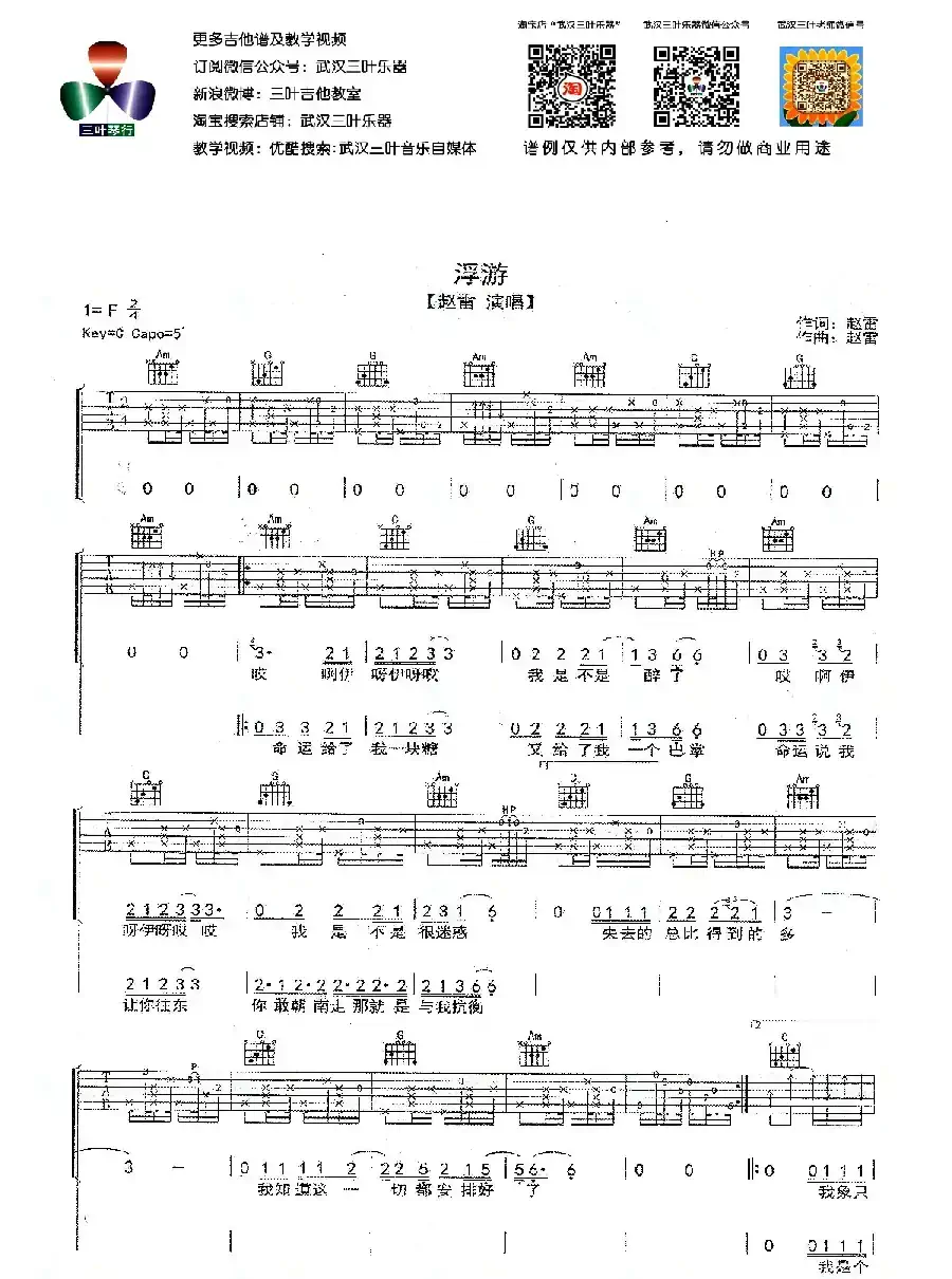浮游（赵雷词曲、武汉三叶乐器编配版）