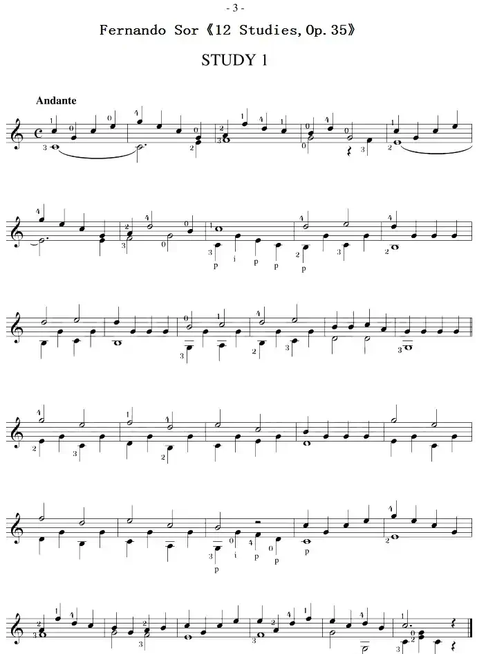 Fernando Sor《12 Studies,Op.35》（STUDY 1）
