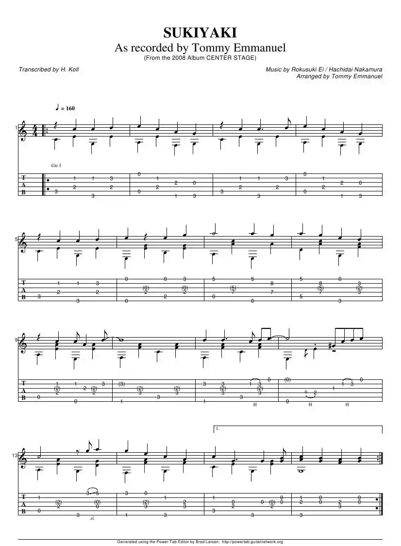 tommy emmanuel：sukiyaki 2（指弹吉它）