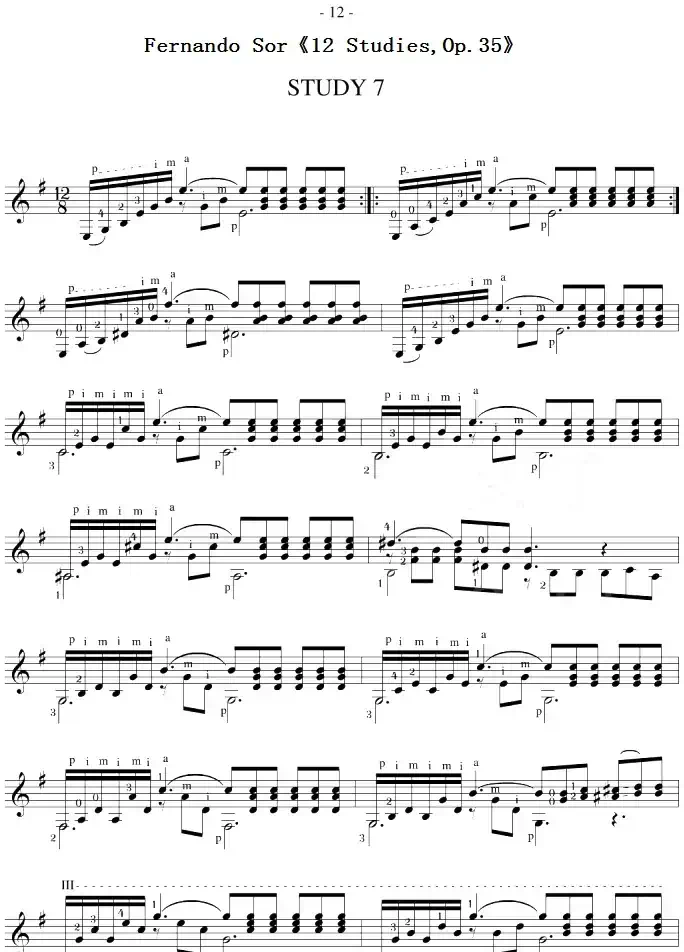 Fernando Sor《12 Studies,Op.35》（STUDY 7）