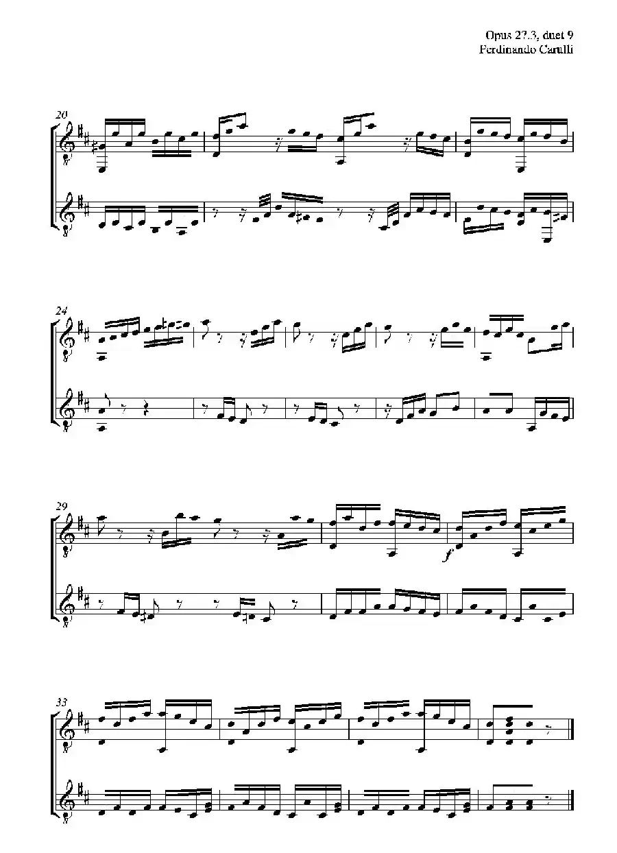 Metodo Completo Op.27-3（古典吉他二重奏练习·9）