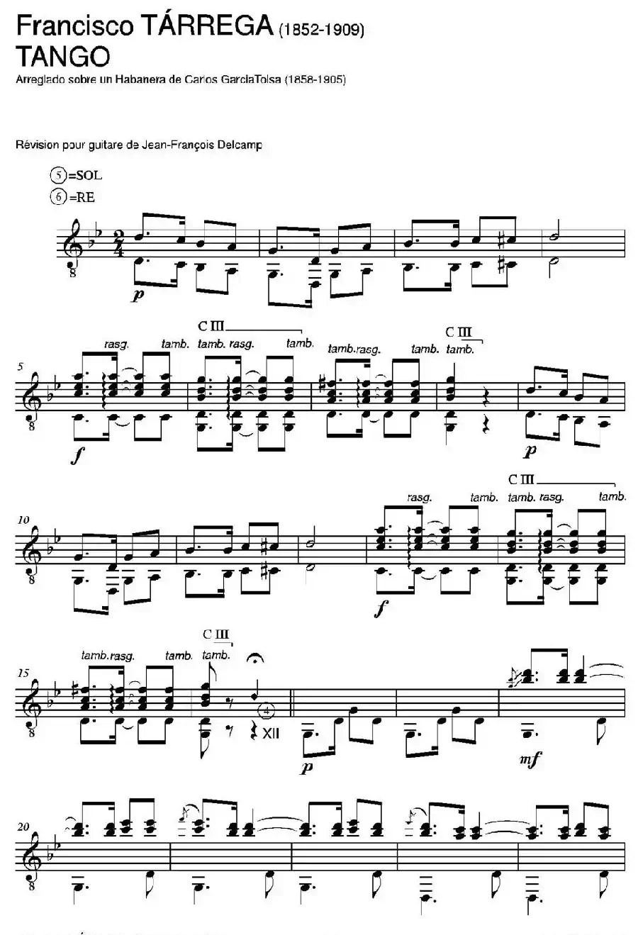 TANGO(Arreglado sobre un Habanera de Carlos Garcia Tolsa)（古典吉他）