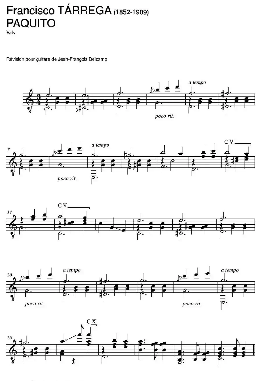 PAQUITO(Vals)（古典吉他）