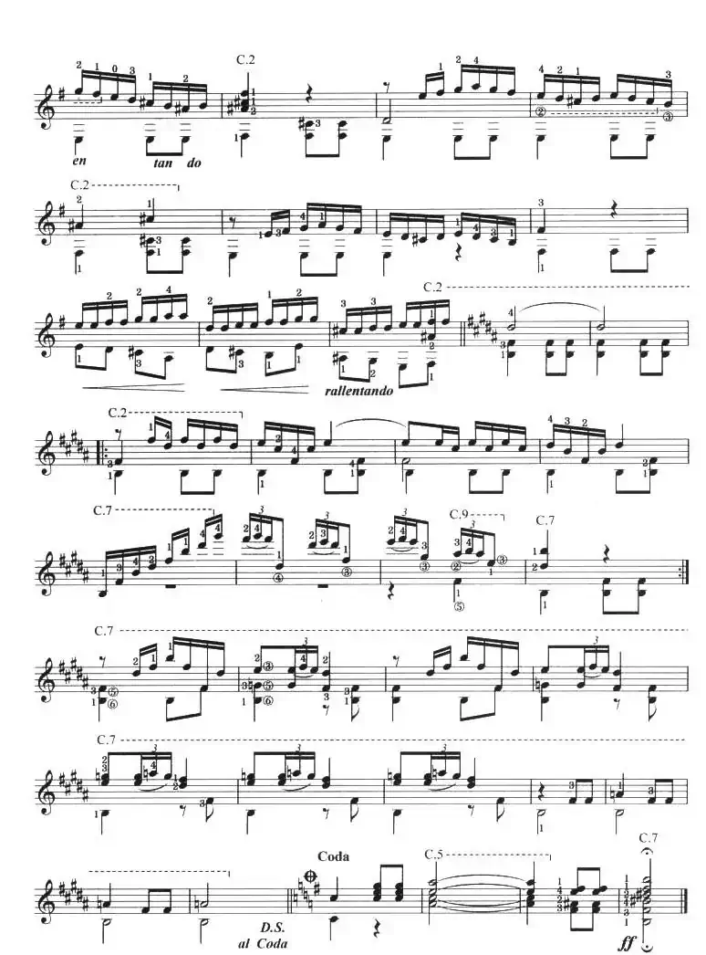 古典吉他考级七级外国乐曲A组（1、摩尔舞曲）