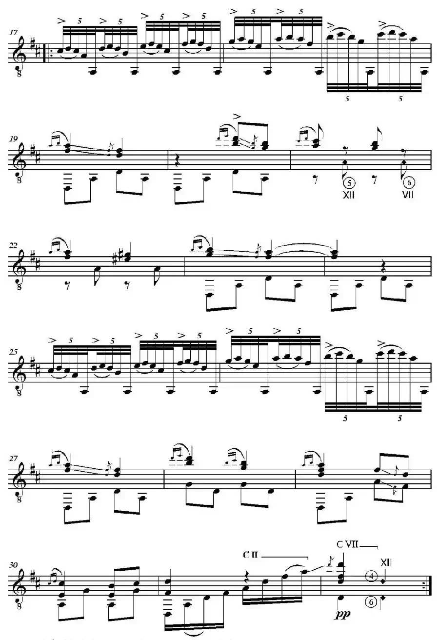 EL COLUMPIO(En re mayor)（古典吉他）