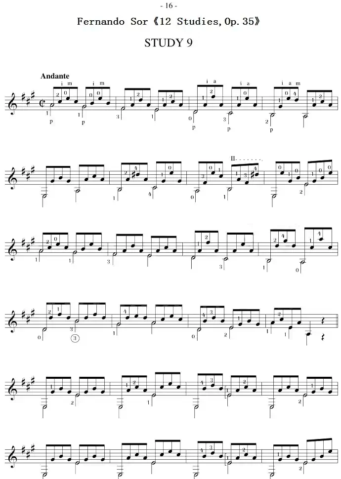 Fernando Sor《12 Studies,Op.35》（STUDY 9）