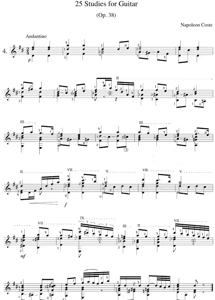 Napoleon Coste《25 Studies,Op.38》（STUDY 4）
