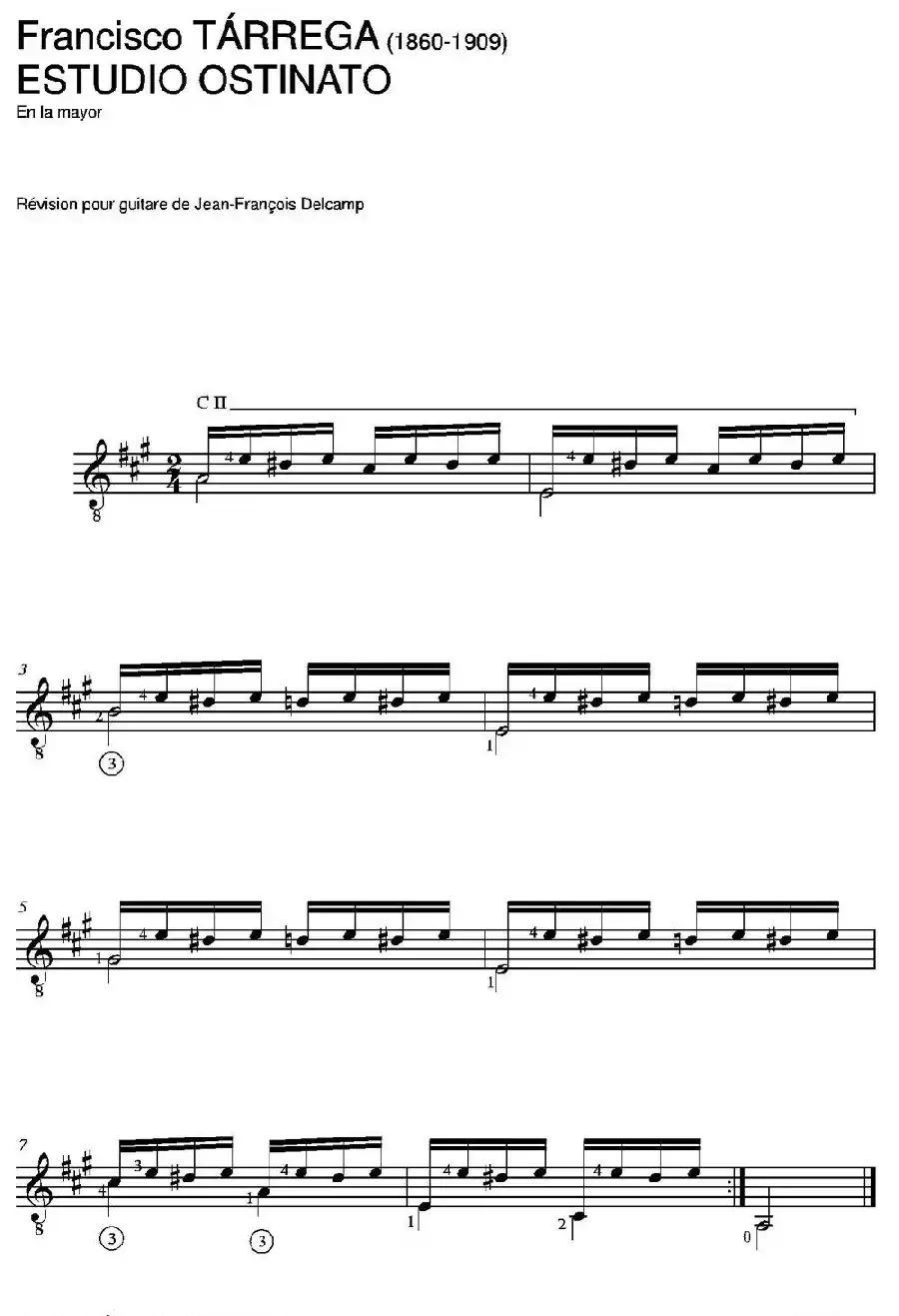 ESTUDIO OSTINATO(En la mayor)（古典吉他）