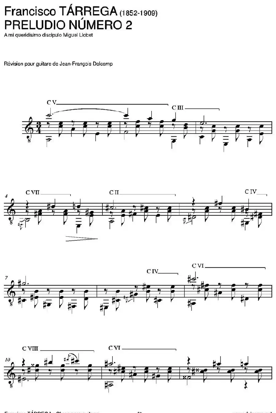 PRELUDIO NUMERO 2(A mi queridisimo discipulo Miguel Llobet)（古典吉他）