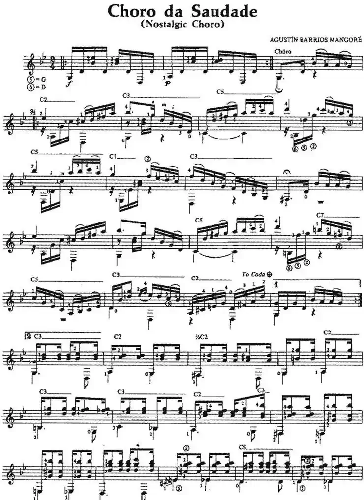 Choro da Saudade（古典吉他）