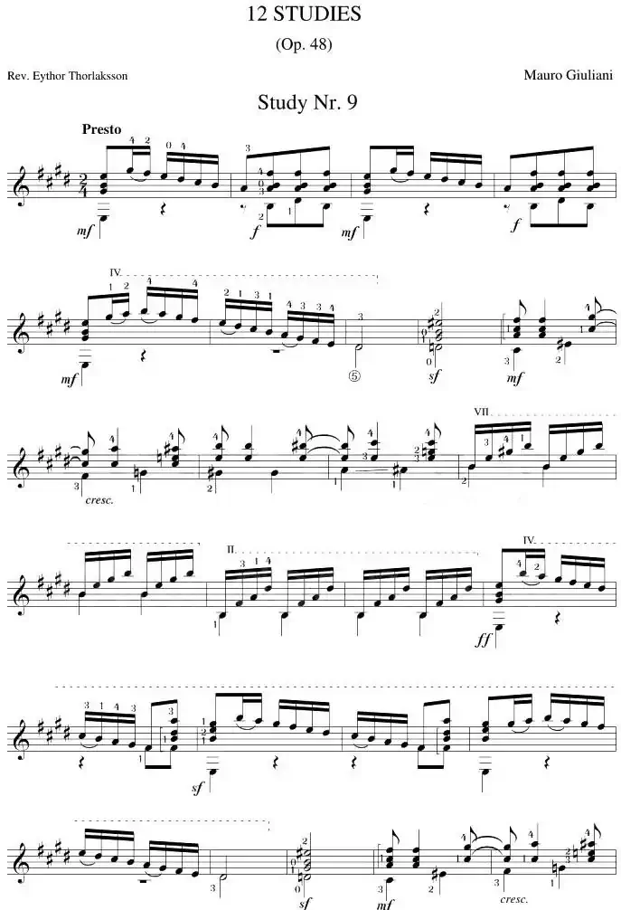 Mauro Giuliani《12 Studies,Op.48》（STUDY 9）