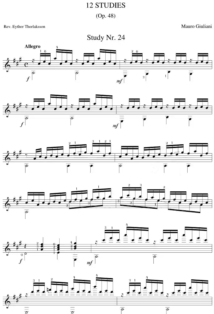 Mauro Giuliani《12 Studies,Op.48》（STUDY 24）